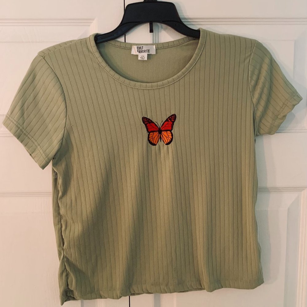 brand new girls' butterfly crop top t-shirt by designer: @cultfavorite.